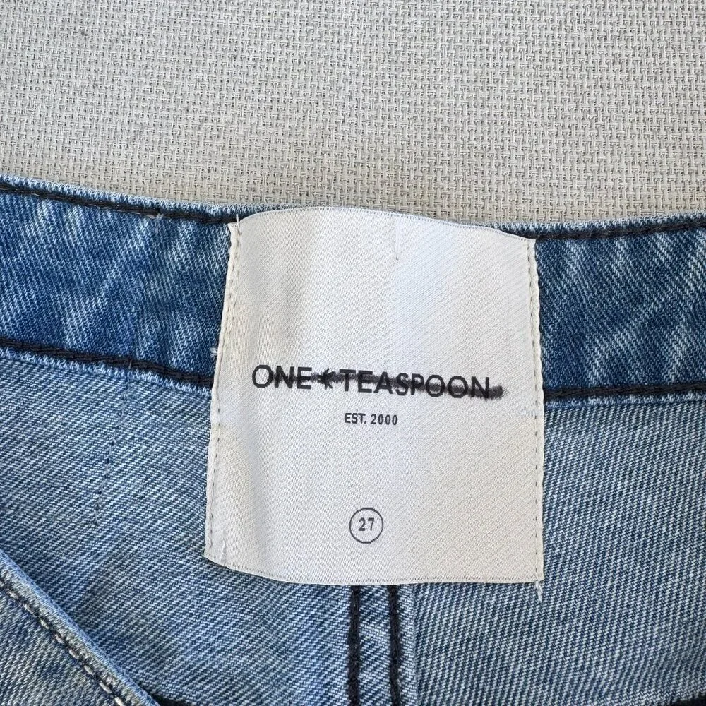 NWT One Teaspoon Jackson Long Jean Shorts in Metal Blue 27